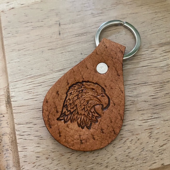 Handmade Other - 🦅Artisan-made hand-tooled leather Eagle keychain